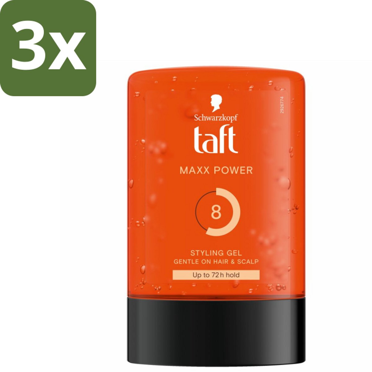Taft - Maxx Power 8 - Styling Gel - Langdurige fixatie - 300 ml - Bulkverpakking - 3 stuks