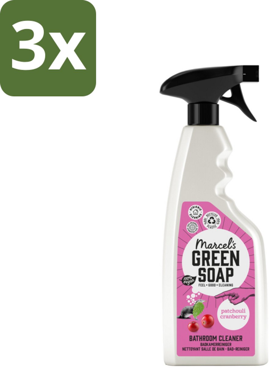 Marcel's Green Soap - Badkamerreiniger - Patchouli & Cranberry - Krachtige werking - 500 ml - Bulkverpakking - 3 stuks
