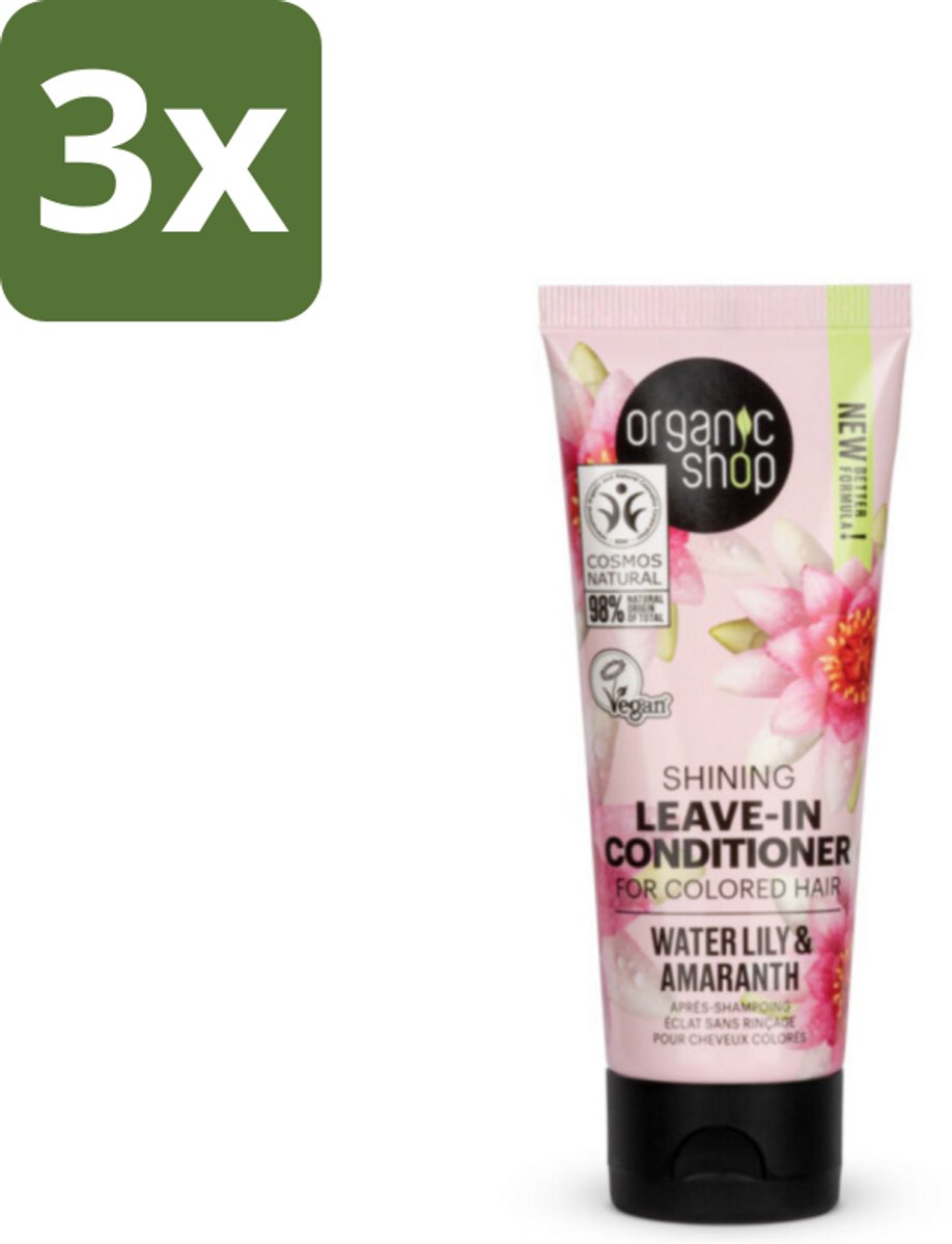 Organic Shop - Shining Leave-In Conditioner Water Lily & Amaranth - 75 ml - Bulkverpakking - 3 stuks