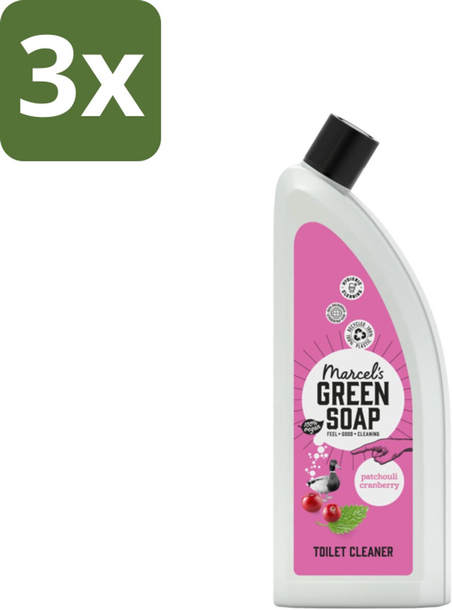 Marcel's Green Soap - Toiletreiniger - Patchouli & Cranberry - Krachtige frisheid - Bulkverpakking - 3 stuks