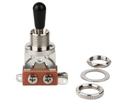Boston SW-23-NB 3-Weg Toggle Switch met Zwarte Kap en Nikkelen Afwerking