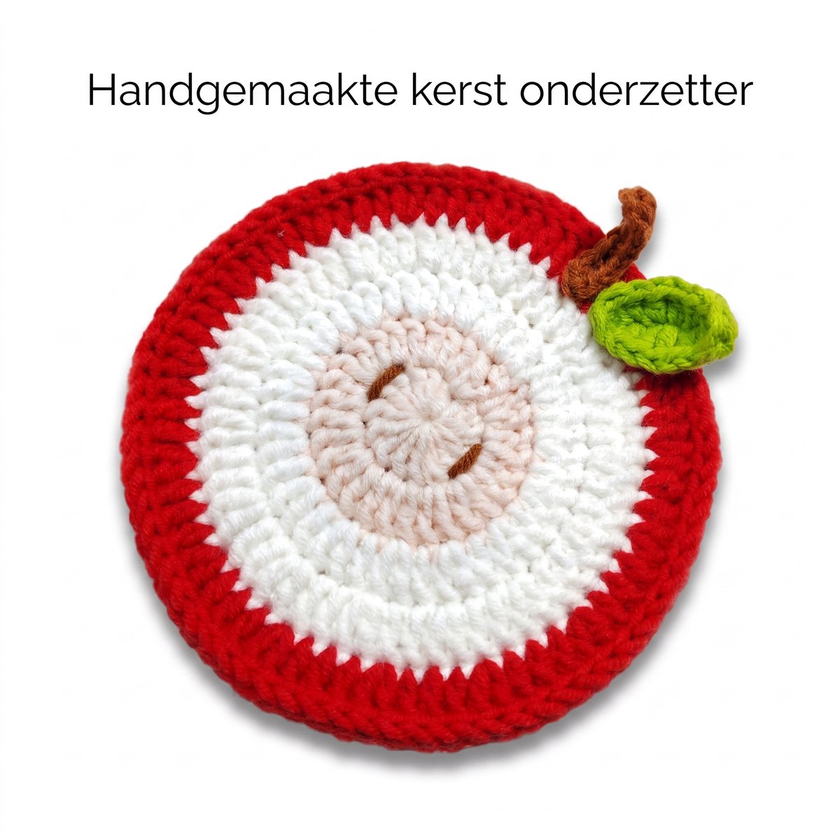 Ryoudavell - kerst onderzetter - handgemaakt haakwerk - tafel decoratie - beker onderzetter - appel