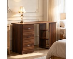 Bureau - met laden en opbergruimte - walnoot - afmetingen 120 x 49 x 72 cm - materiaal mdf - voor een praktische en georganiseerde werkplek