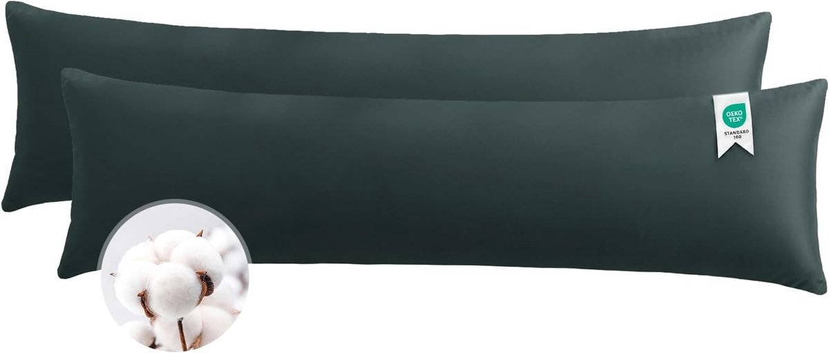 Aisbo Cover for side sleeper pillow 40 x 145 cotton 2-piece set Anthracite - ShopVlot