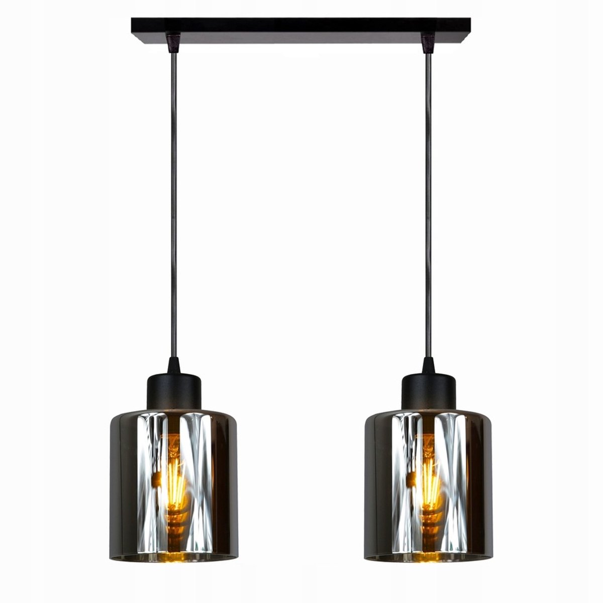 Zwarte Loft Hanglamp met Glazen Kap, LED E27