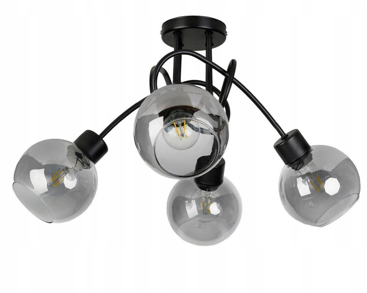 Moderne Hanglamp Loft met Glazen Kappen - Zwart/Grijs