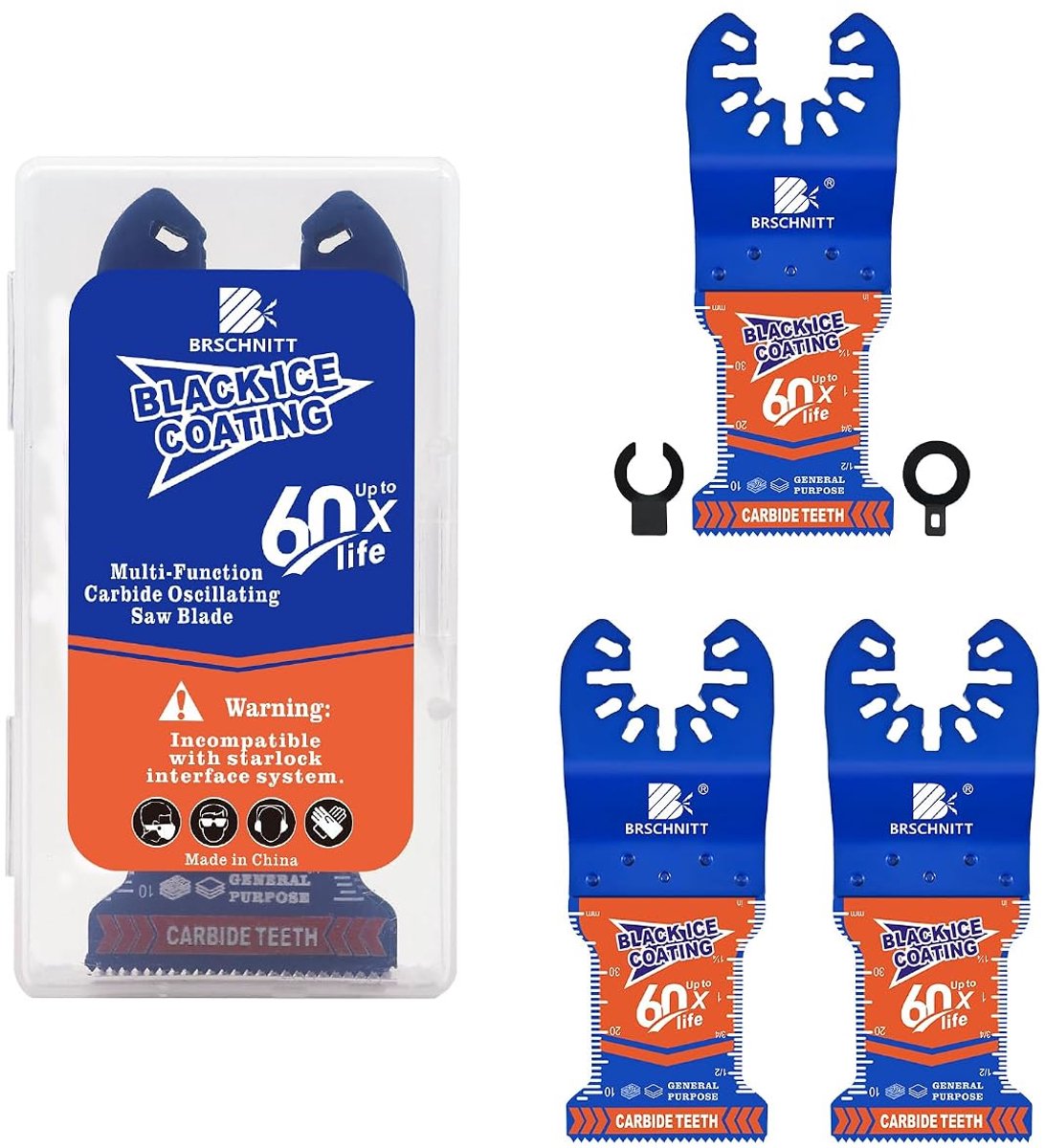 Obsidian Carbide Multitool Saw Blades, 3-Piece Multifunctional Tool Accessories with Quick Release for Wood, Nails - ShopVlot