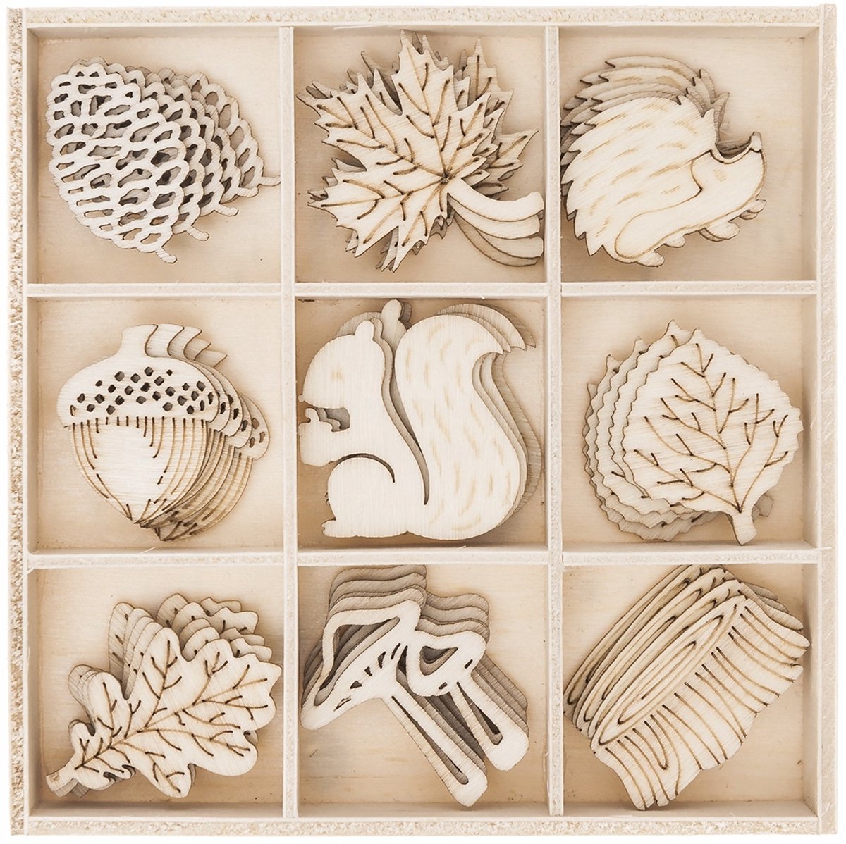 Houten Decoraties Bos thema - 45 stuks