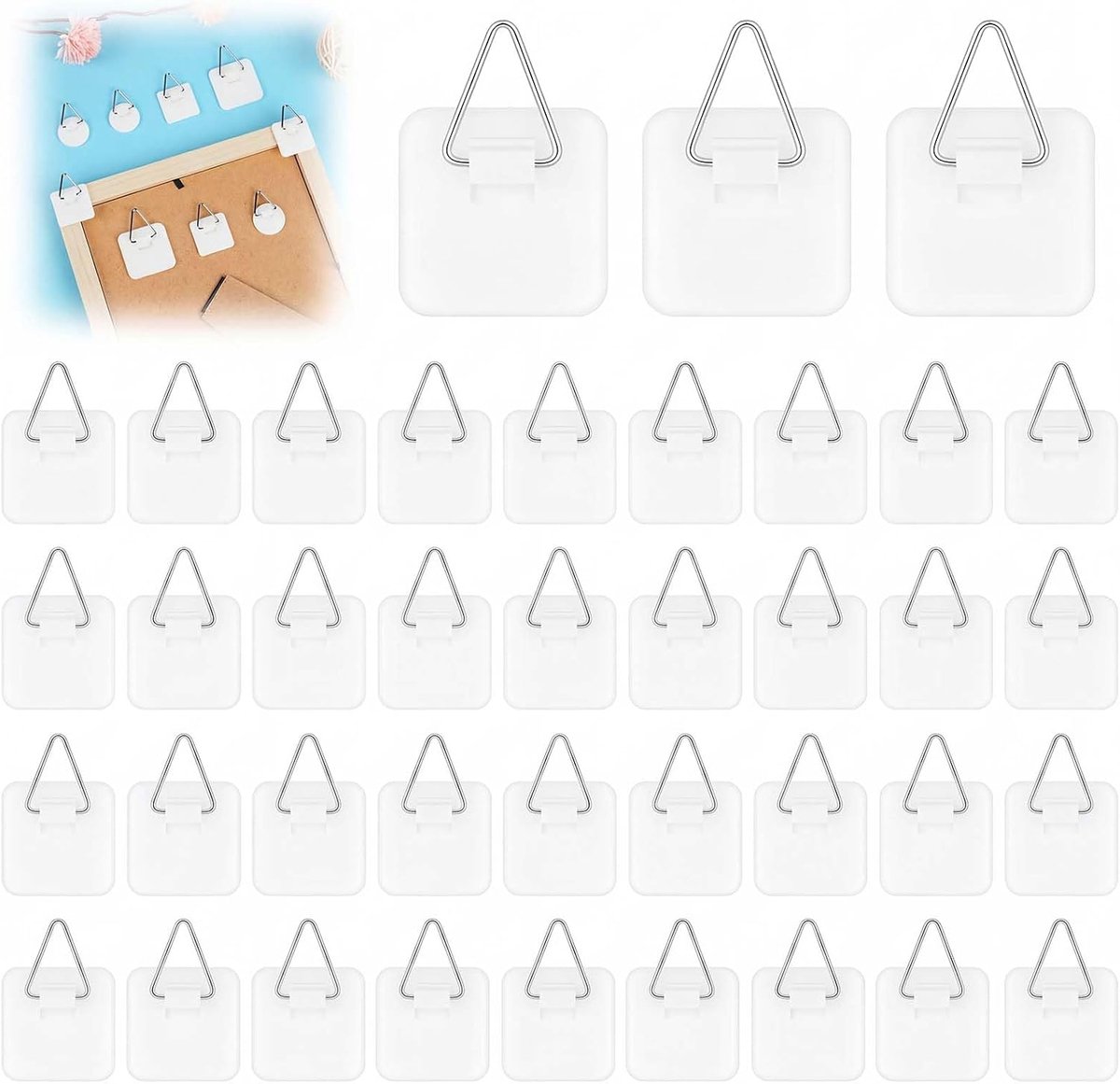 Photo Hanger Hooks, 36pcs Large Square Foam Sheet Picture Hanging Hooks, Self Adhesive Plates Wall Hangers Without - ShopVlot