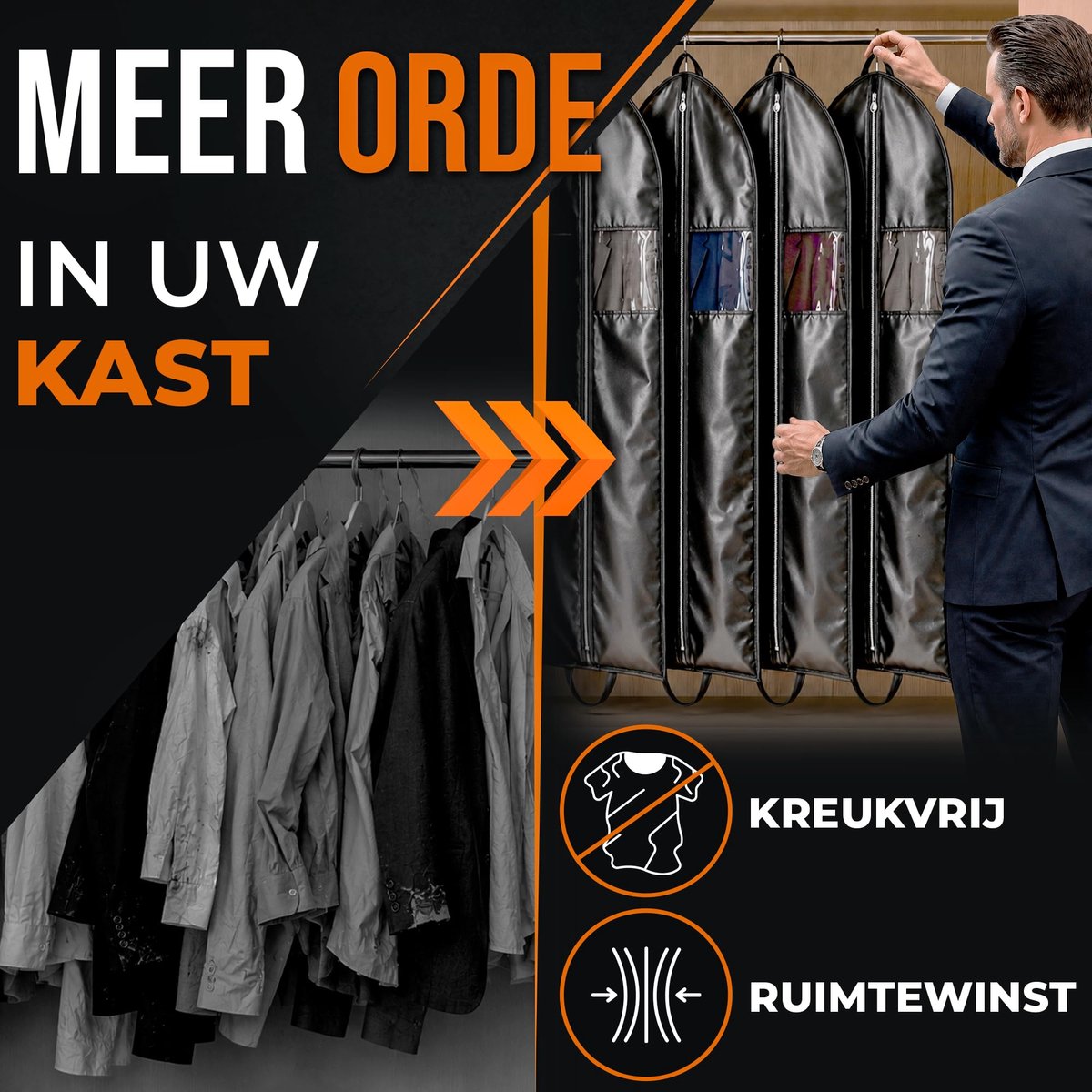 2x Lange Kledinghoes 160cm I Garment Bag I Kledingzak I Pakhoes I Pakzak - ShopVlot