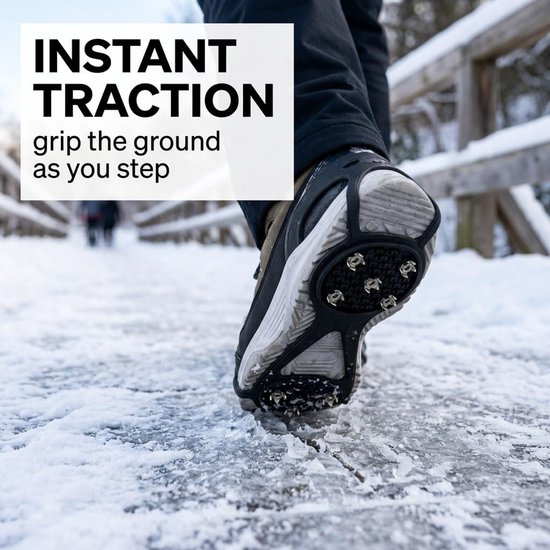 2 Paar 5-zijdige antislip spikes voor schoenen, winter grip voor outdoor activiteiten — afbeelding 5
