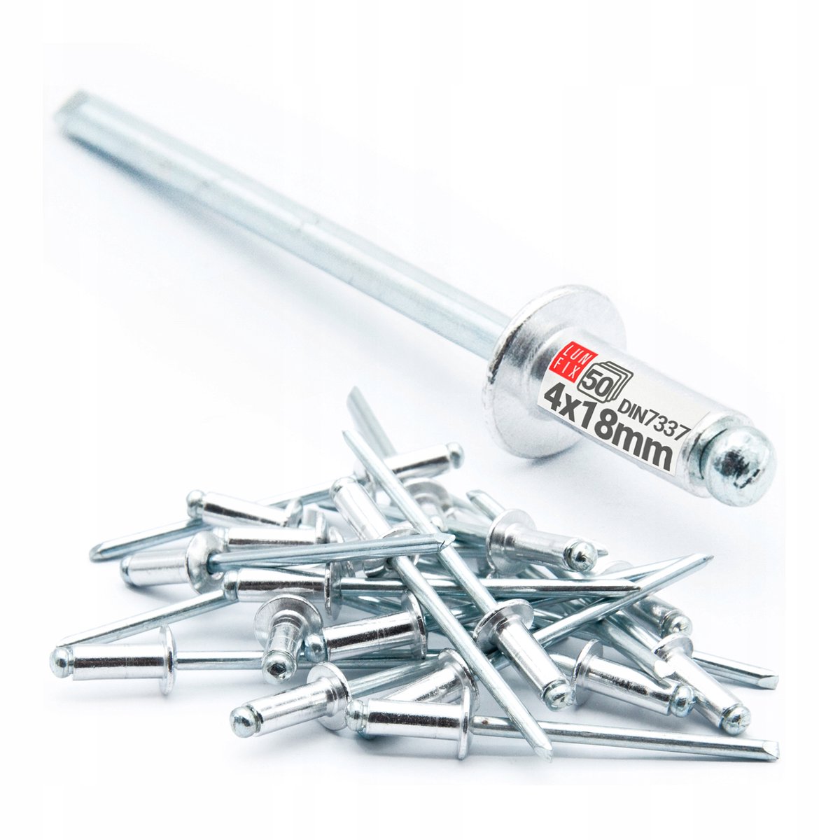 50x Aluminium Staal Blindklinknagels 4x18mm Verzinkt DIN 7337