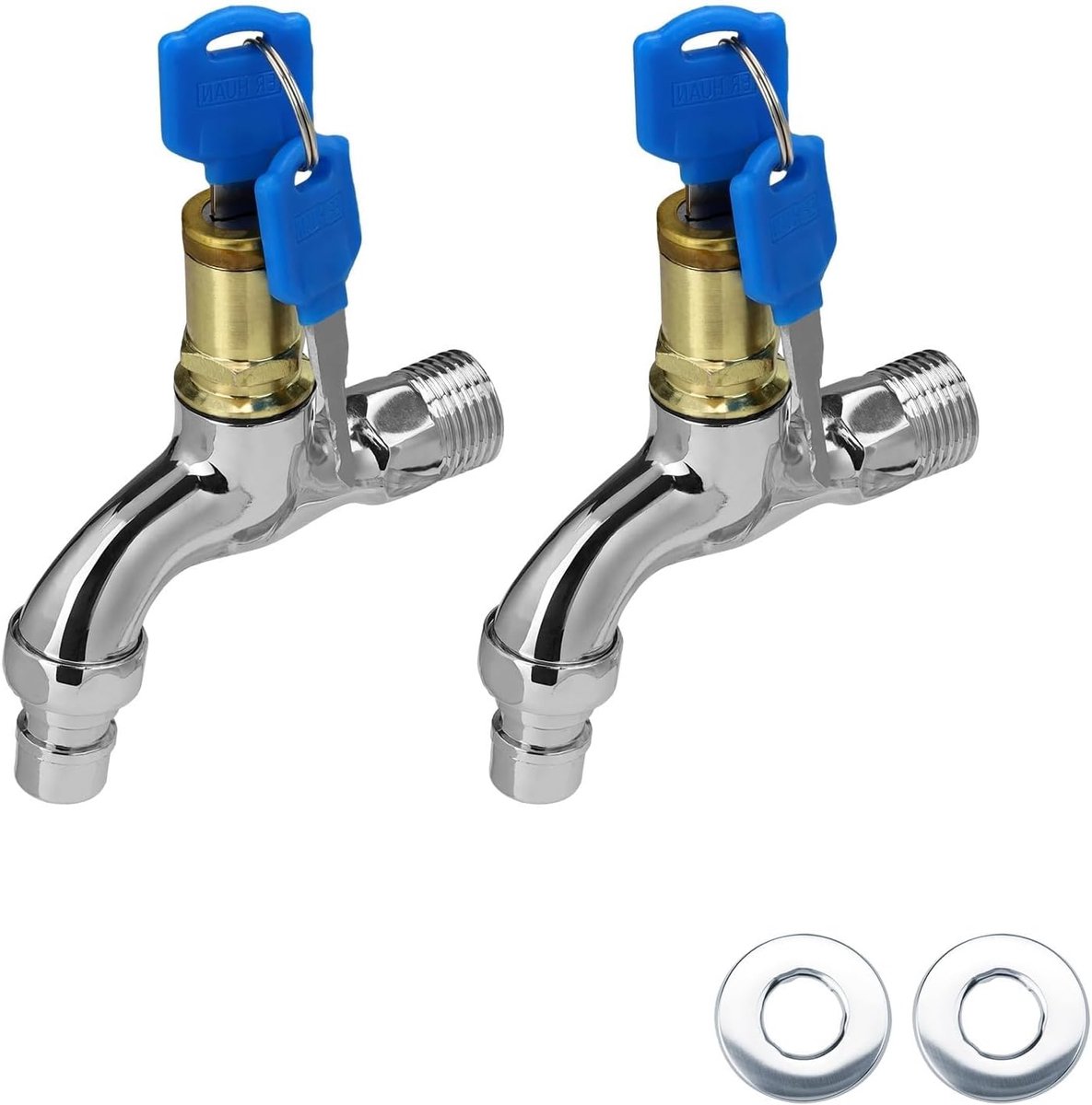 Set of 2 Garden Faucets Frost-proof Outdoor Tap with Zinc Alloy Locked for Garden, Pool and Camping for Use to Prevent - ShopVlot