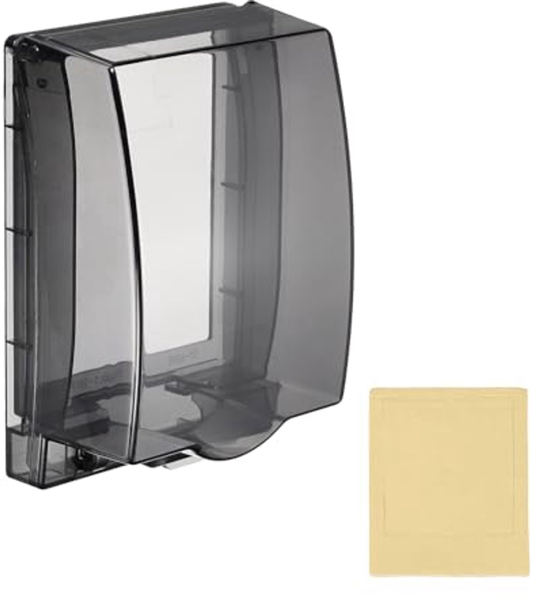 Waterdicht stopcontactdeksel - type 86 universeel wandstopcontactbeschermer - enkele groep - voor badkamer en buiten - transparant zwart - afmetingen 16,4 x 11,0 x 7 cm