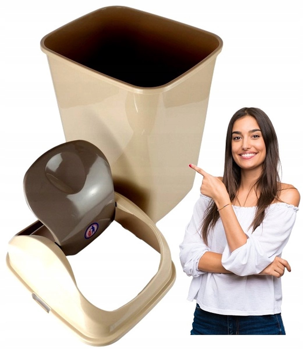 Slim Afvalbak 35L - Beige - Kantelklep - Ideaal voor Keuken of Badkamer