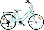 Heart Bike Fiets voor een meisje van 6 tot 10 jaar, 20 inch Munt, 6 versnellingen Shimano, kinderfiets in hoogte verstelbaar