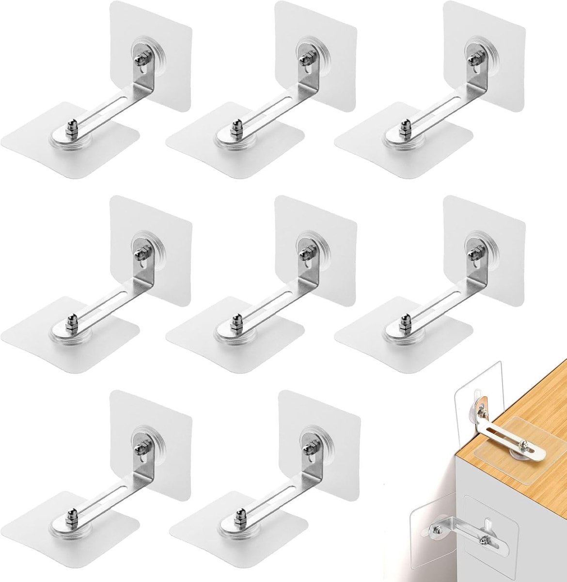 Tilt Protection, Pack of 8 Tilt Protection, Furniture Wall Anchor, Wall Mount without Drilling, Cabinet Wall Mount - ShopVlot