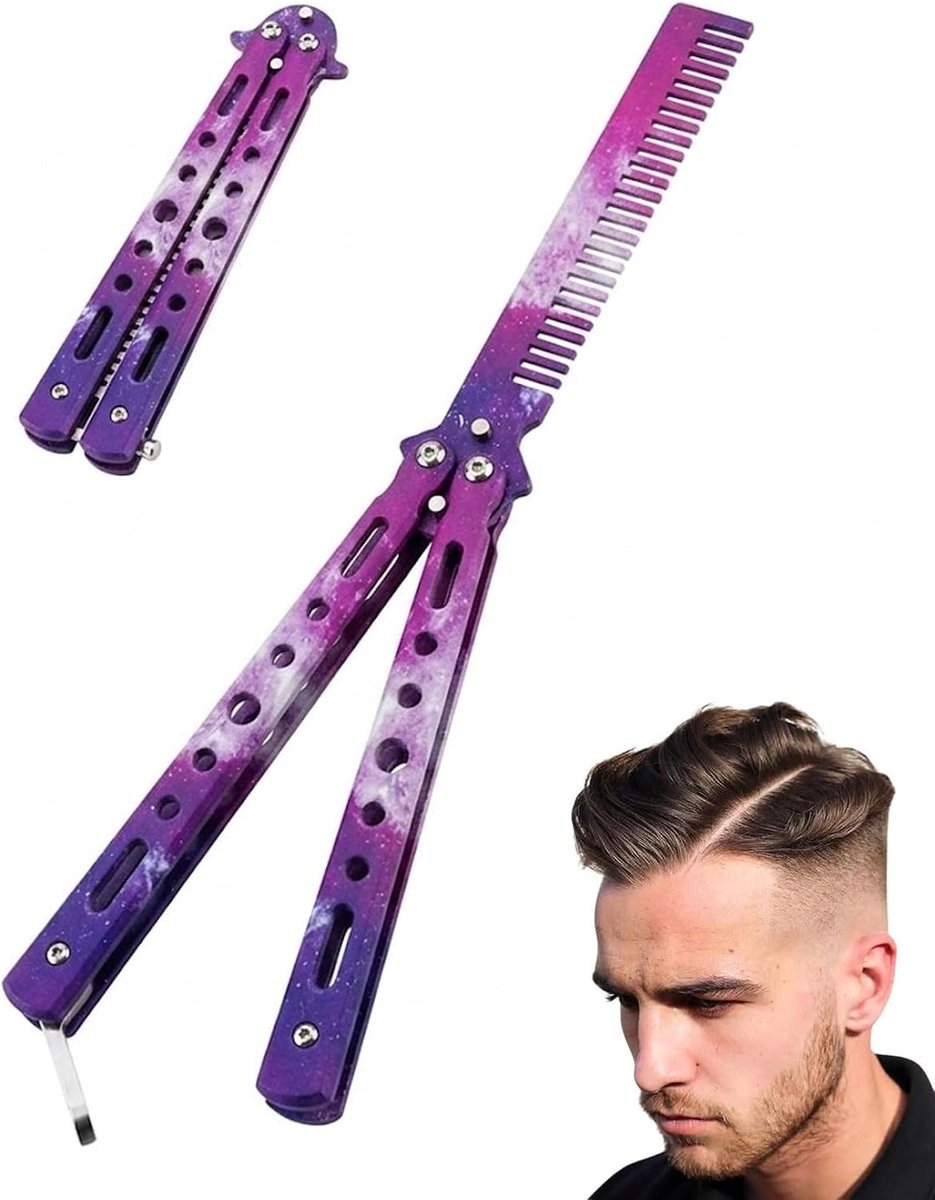 Butterfly Comb, 1 Piece Butterfly Comb, Foldable Pocket Comb Made of Stainless Steel, Spring Comb, Suitable for - ShopVlot