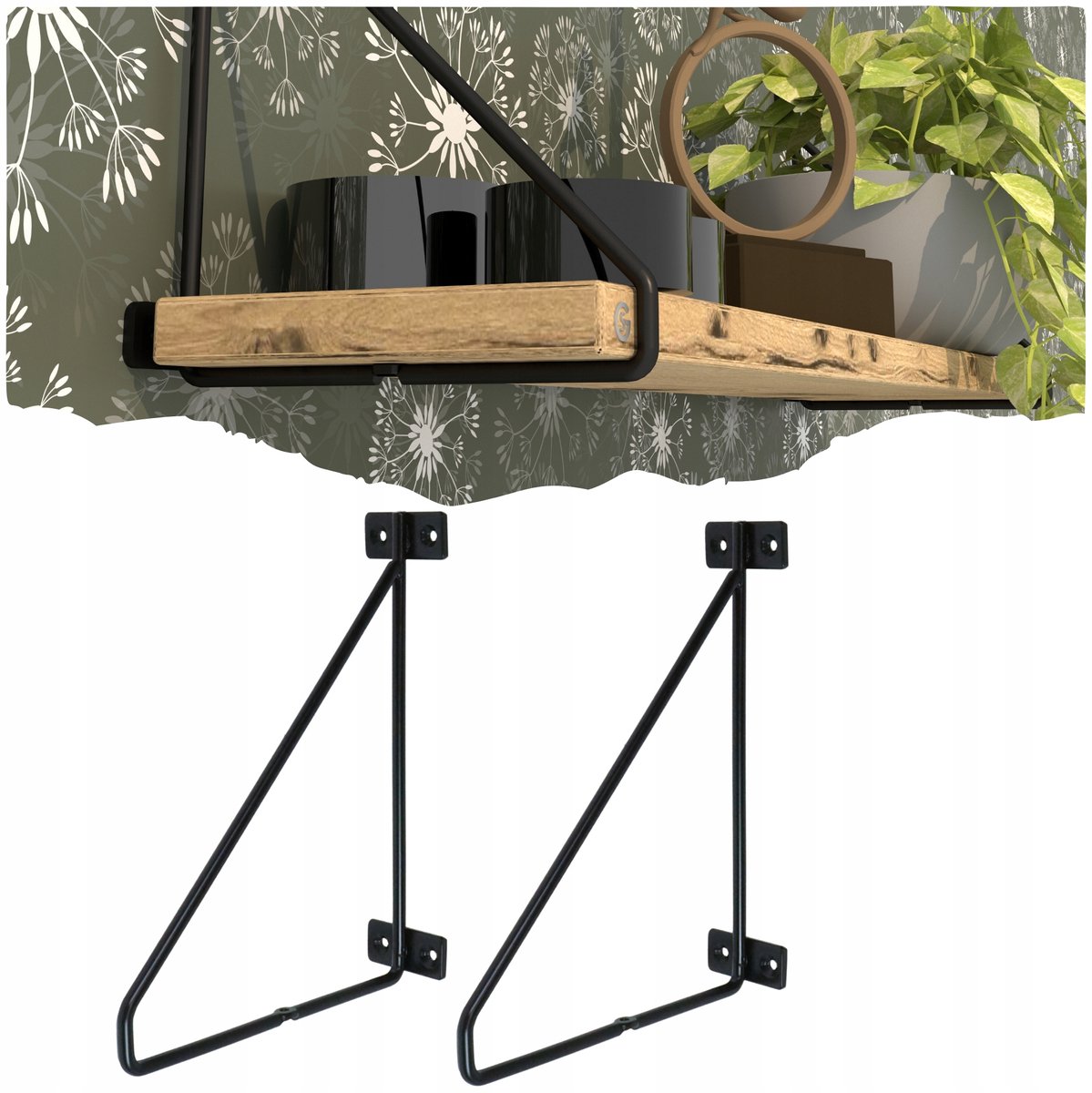 Zwarte Wandsteunen voor Planken - Stijlvol Loft Design (21x17 cm)