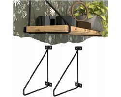 Zwarte Wandsteunen voor Planken - Stijlvol Loft Design (21x17 cm)