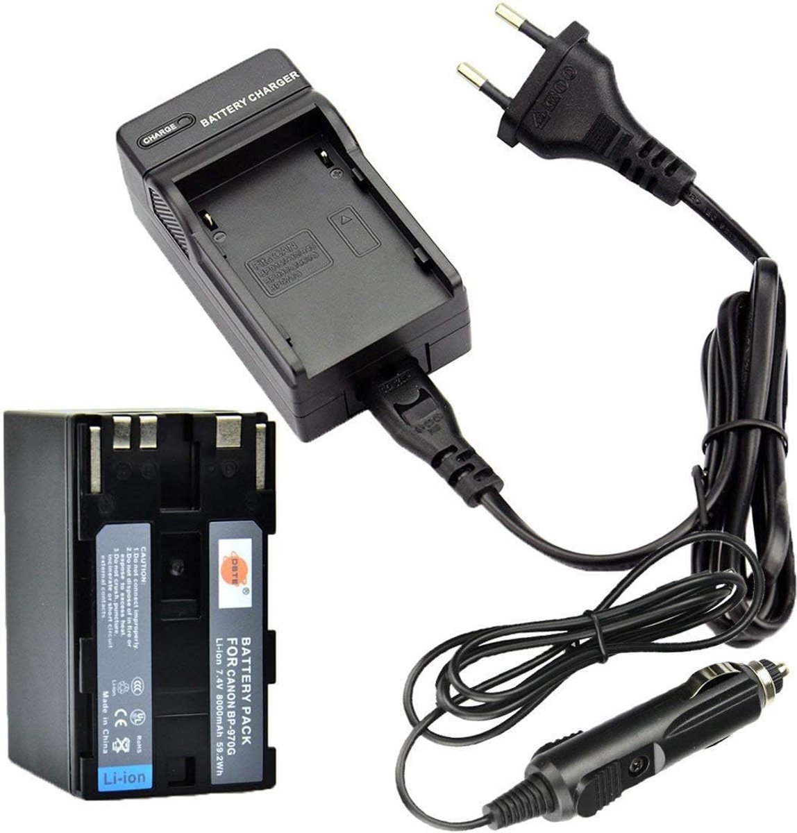 DSTE Replacement battery BP-970G BP-975 + travel charger compatible with Canon XLH1, XHG1, XHA1, XL2, XM2, XH G1S, XH - ShopVlot