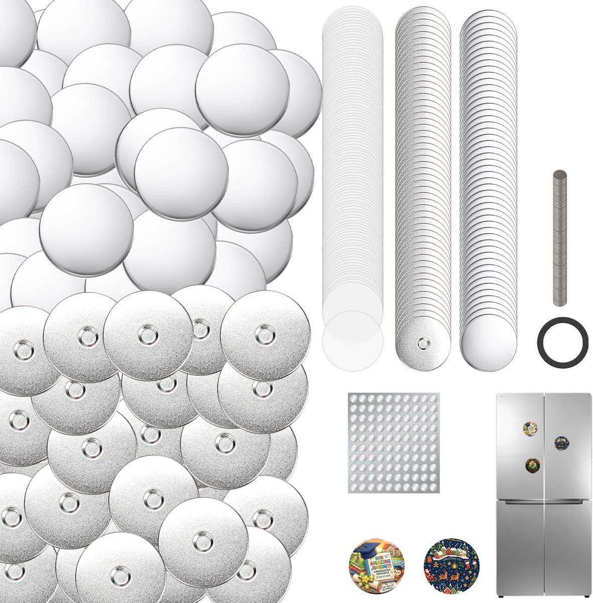 58mm Magnet Buttons - 100 sets Magneetbadge - Sterke Koelkast Magnet - Maakset voor Badge Maker Machine - Pins - Voor Magnetic Board Whiteboard Fridge - voor Button maker machine - Round Fridge Magnet