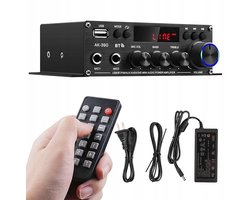 Mini Bluetooth Versterker - Stereo Audioversterker 2.0 - Bluetooth 5.0 - 40W × 2 - 2 Microfooningangen - FM Radio met USB/AUX/RCA en Afstandsbediening - Voor Muziek, Thuisbioscoop en Karaoke