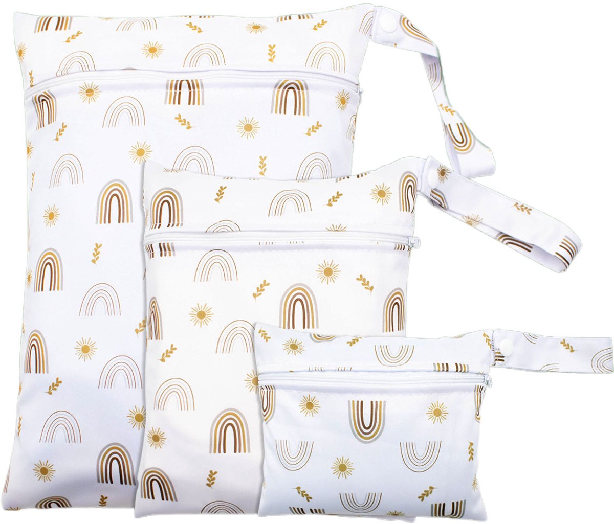 Set van 3 Waterdichte Wetbags – Rits & Wasbare Opbergtassen – Reistas voor Luiers, Zwemkleding & Natte Kleding – Voor Strand, Zwembad & Sportschool – Geometrie ontwerp