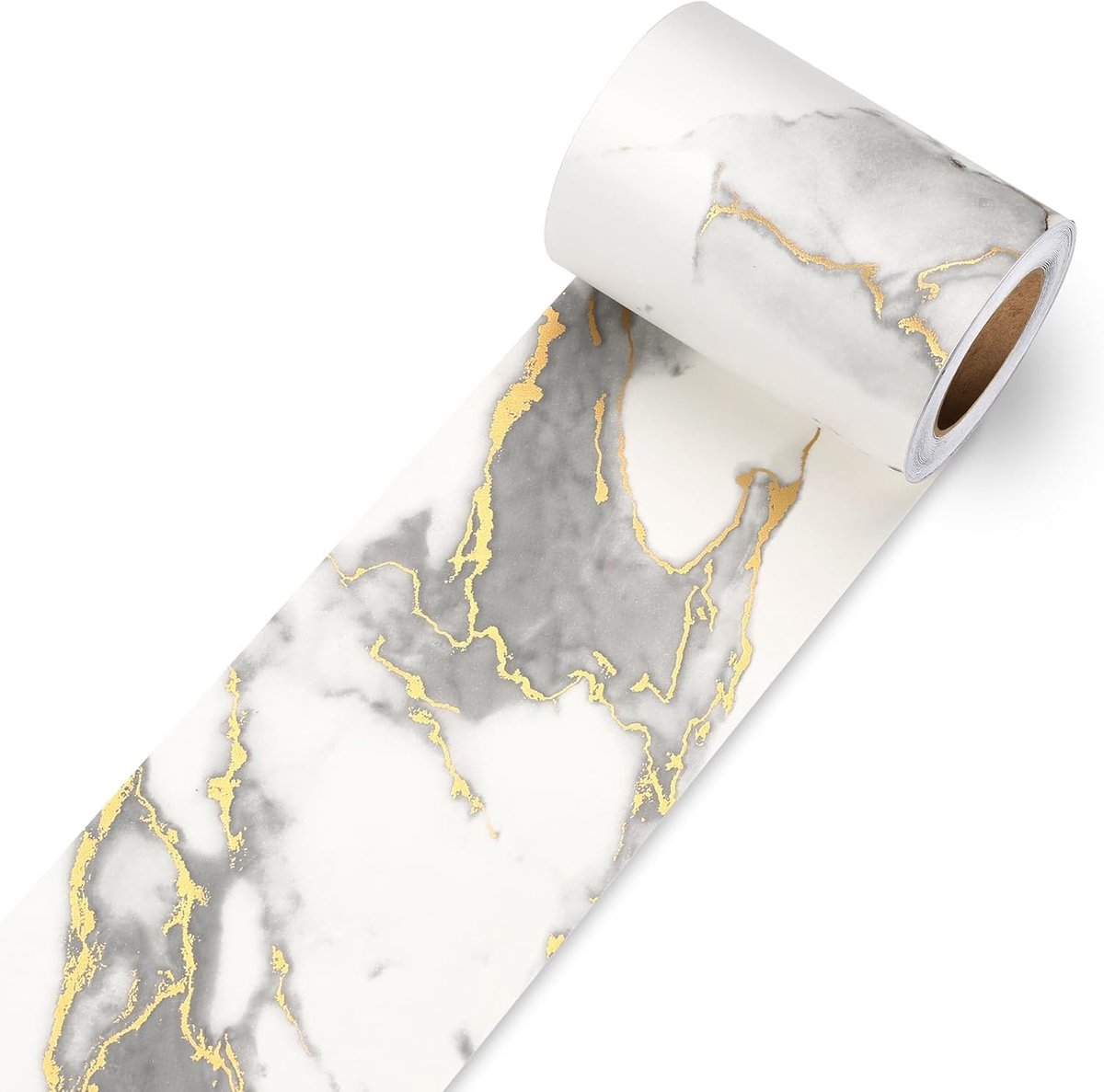 Decotalk Wallpaper Border, Self-Adhesive, White and Gold, Marble, 7.5 x 1500 cm, Wallpaper Border, Self-Adhesive Wall - ShopVlot