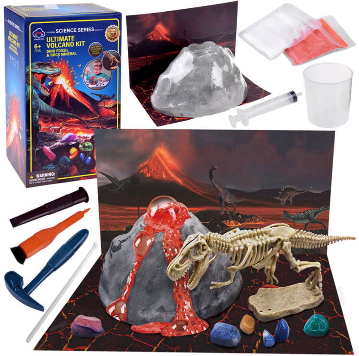 Vulkan Uitbarsting & Dino Skelet Opgegraven - Leerzaam Archeologie Spel