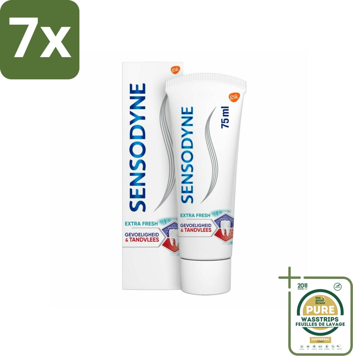 7 x Sensodyne - Tandpasta - Gevoeligheid & Tandvlees - Extra Fresh - 75 ml - Grootverpakking - Gevoelige Tanden - Gezond Tandvlees - Tandpasta - Tandplak - Frisse Adem