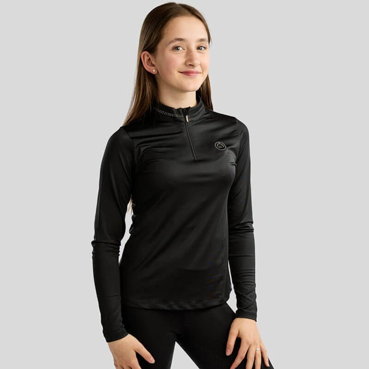Montar Shirt Everline Golden Quartz CrystaL Black - 140 | Zwart | Winterkleding ruiter