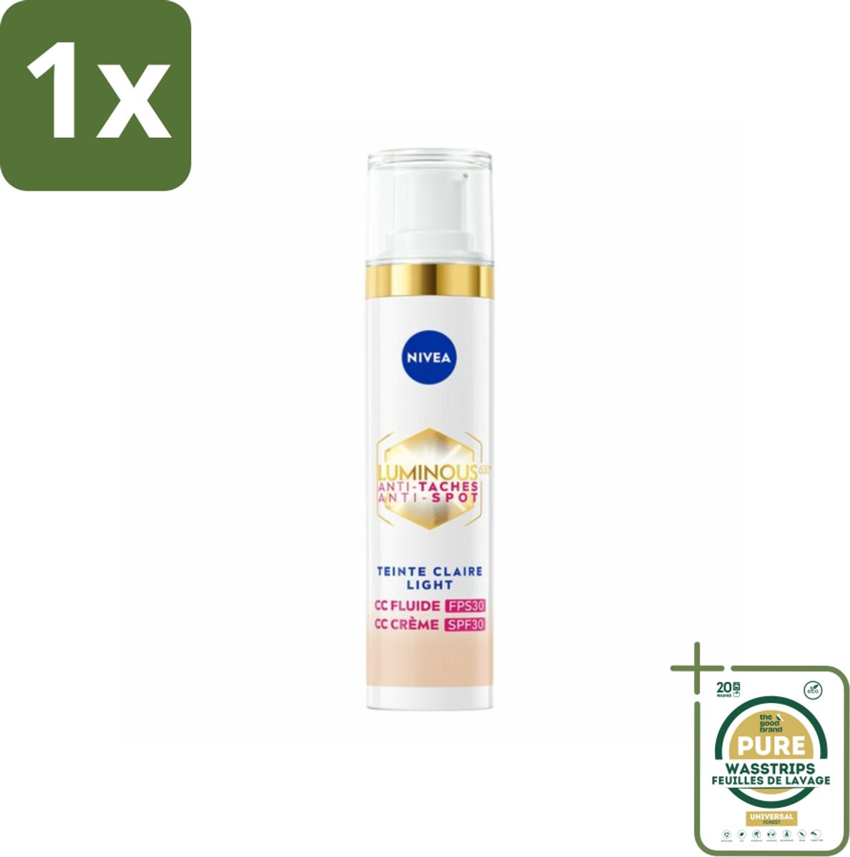 1 x NIVEA - Cellular LUMINOUS630 CC Crème Licht - Gekleurde Dagcrème - Tegen Pigmentvlekken - SPF 30 - 40 ml- Pigmentvlekken - Pigmentatie - Zonbescherming - CC Cream - Huidverzorging