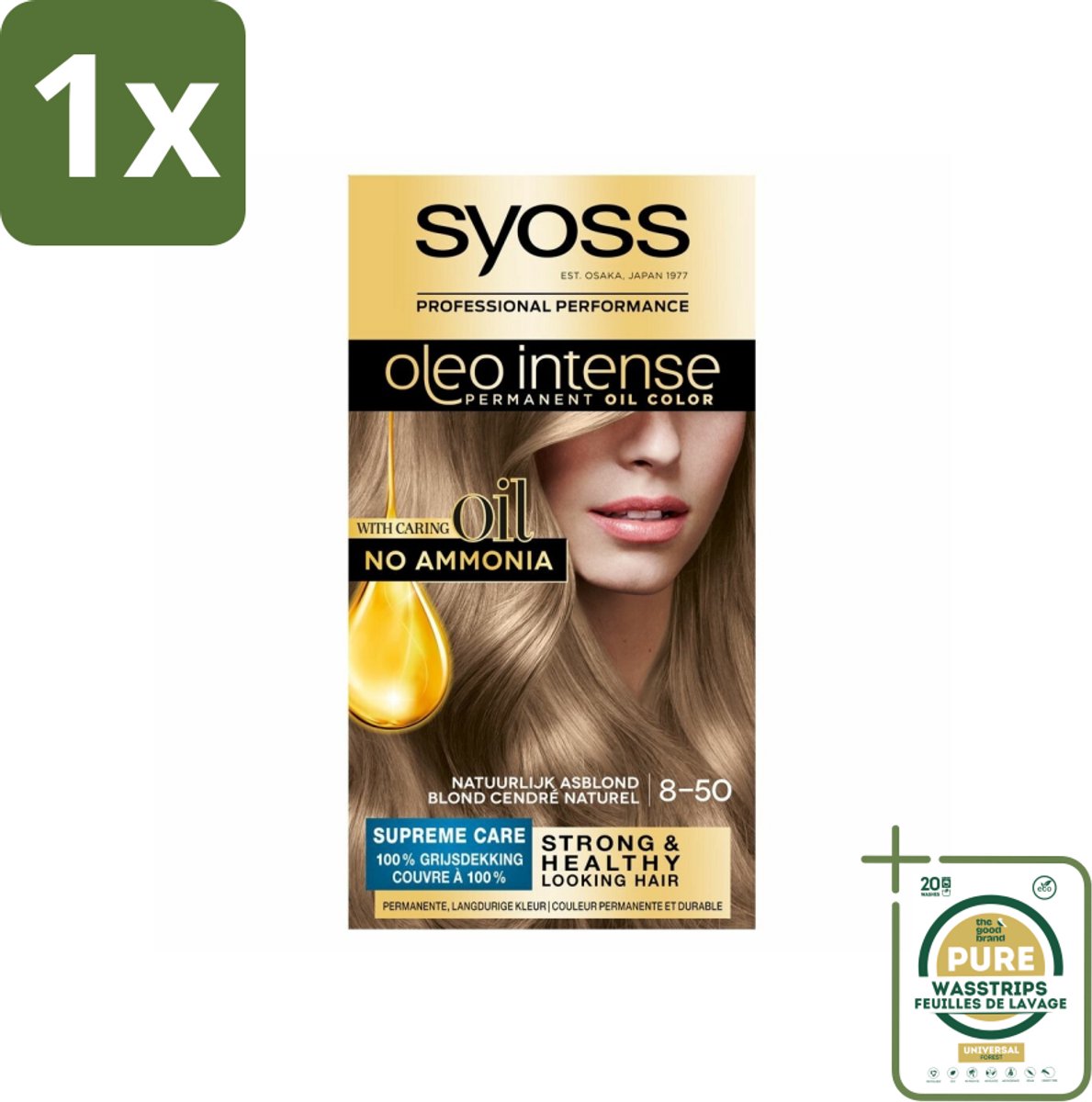 1 x SYOSS - Oleo Intense 8-50 - Haarverf - Permanente Haarkleuring - Natuurlijk Asblond - Langdurige Kleur- Haarverf - Permanente Haarkleuring - Olie-formule - Grijsdekking - Haarverf Zonder Ammoniak