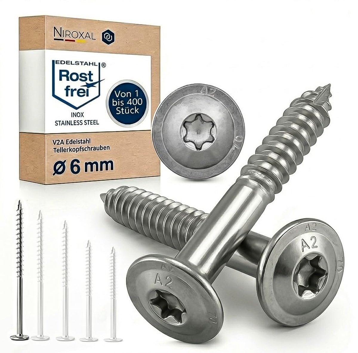 Houtschroeven 6x120 mm - RVS A2 - Torx TX25 - Perfect voor houten constructies - ShopVlot