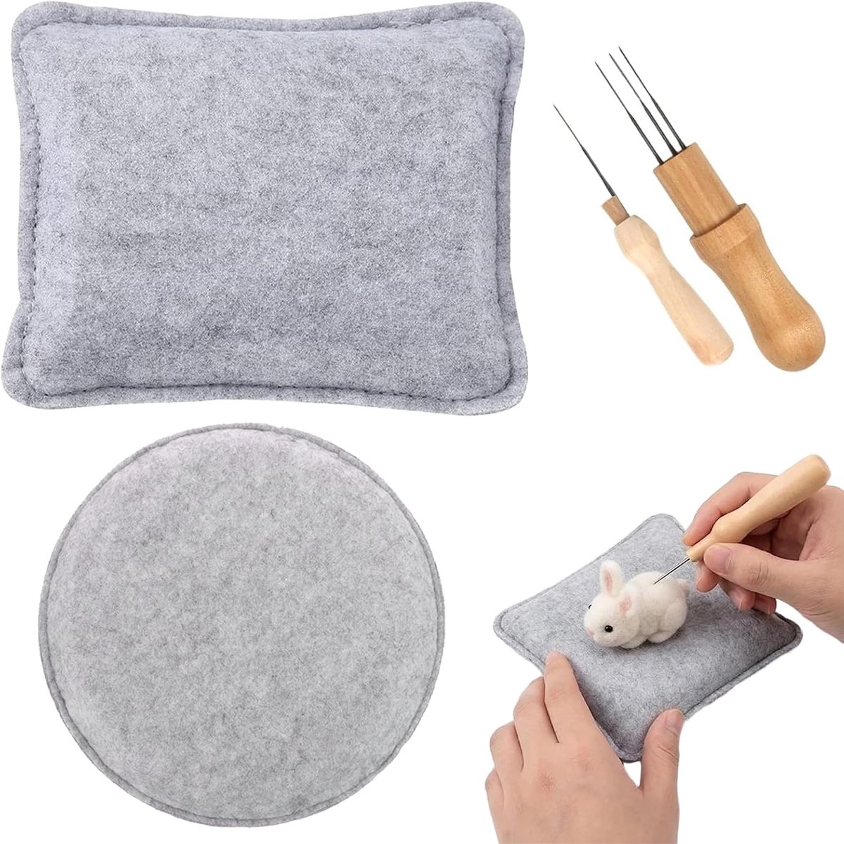 Droogviltset 25 cm en 15 cm - vilten onderlegger - met naaldviltnaalden - ideaal voor knutselen - ShopVlot