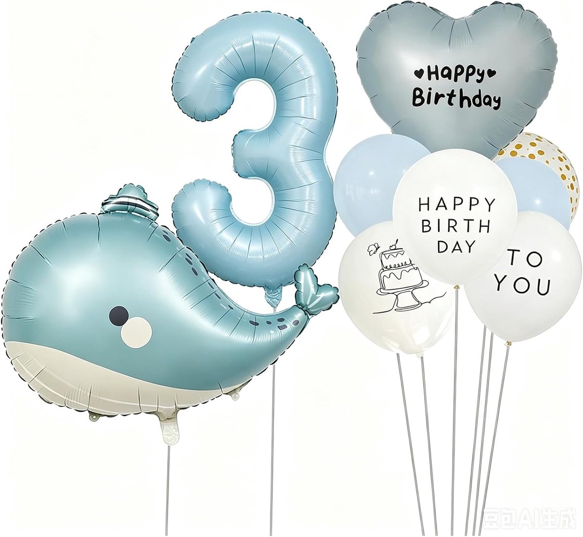 Walvisballonnen set van 9 - XXL formaat - blauw - schattig ontwerp voor feesten - ShopVlot