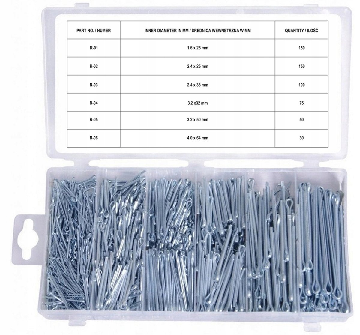 555x Set Borgpennen - Diverse Maten - Staal