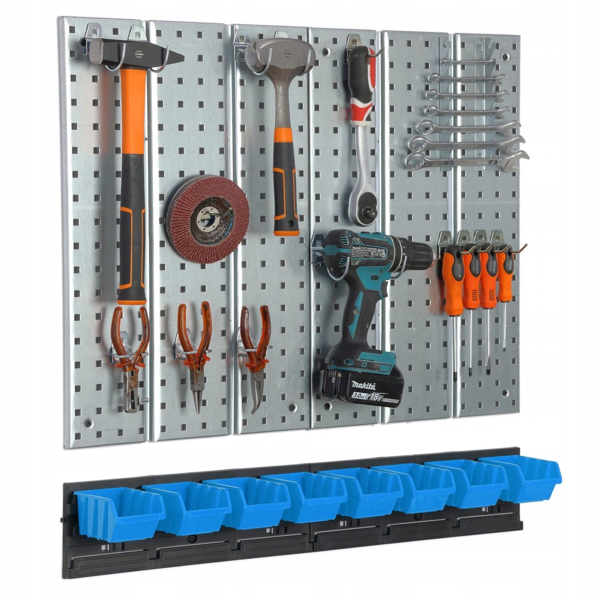 Gereedschapswand Metaal 780x713 mm met 8 Bakjes - Werkplaats Organizer