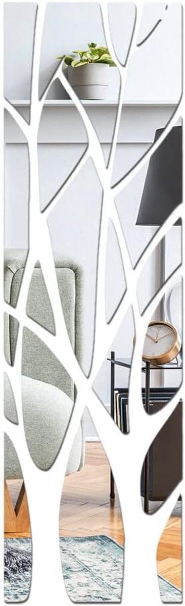 3D Spiegel Wandsticker Boom 135cm - Acryl Zelfklevend - Unieke Decoratie - Voor Slaapkamer of Woonkamer - ShopVlot