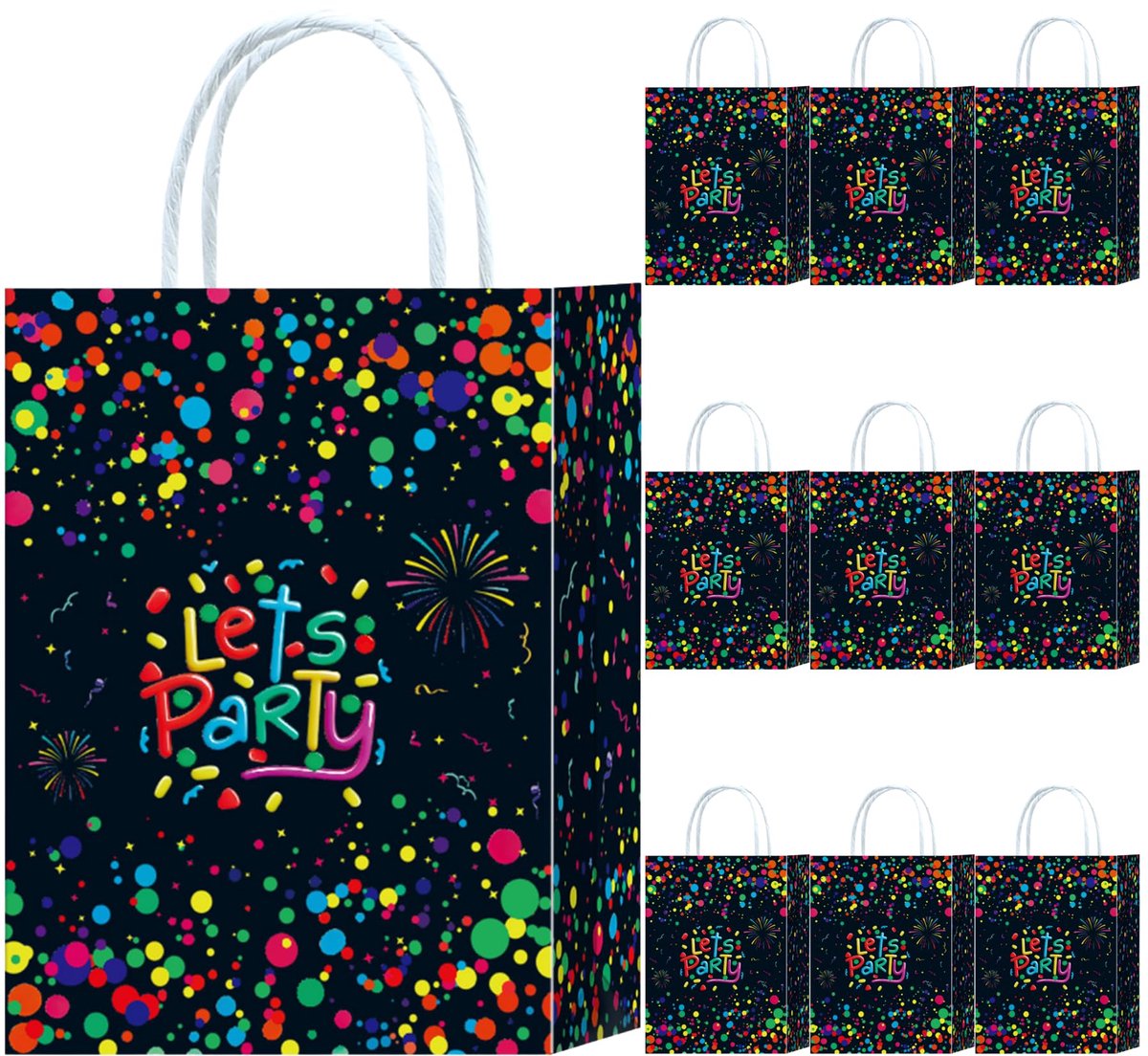 Feestzakjes Glow Party - Papieren cadeauzakjes met handvat - Neon kleuren - Perfect voor feestjes - ShopVlot