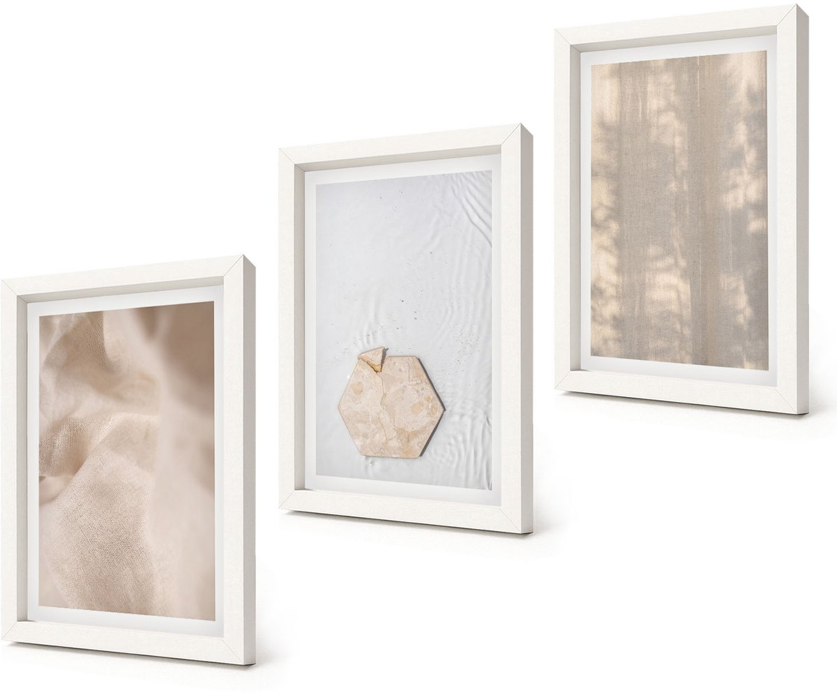 Coloray 3-Delige Schilderij Set - Subtiele texturen in een natuurlijke boho-stijl - 20x30 - Wanddecoratie - Woonkamer Decoratie - Interieur Decoratie