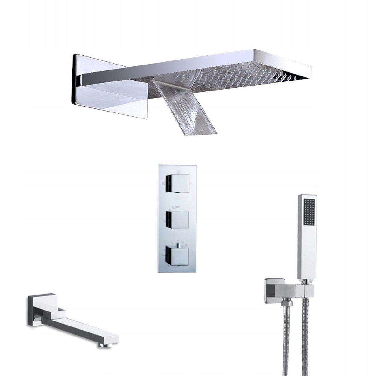 Merkloos Thermostatisch Inbouw Doucheset met Waterval Uitloop