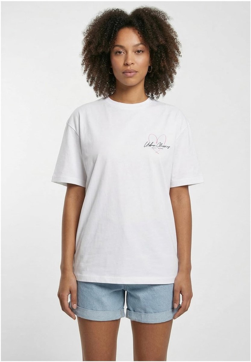 Urban Classics Heart Logo Loose Dames Tshirt M Wit