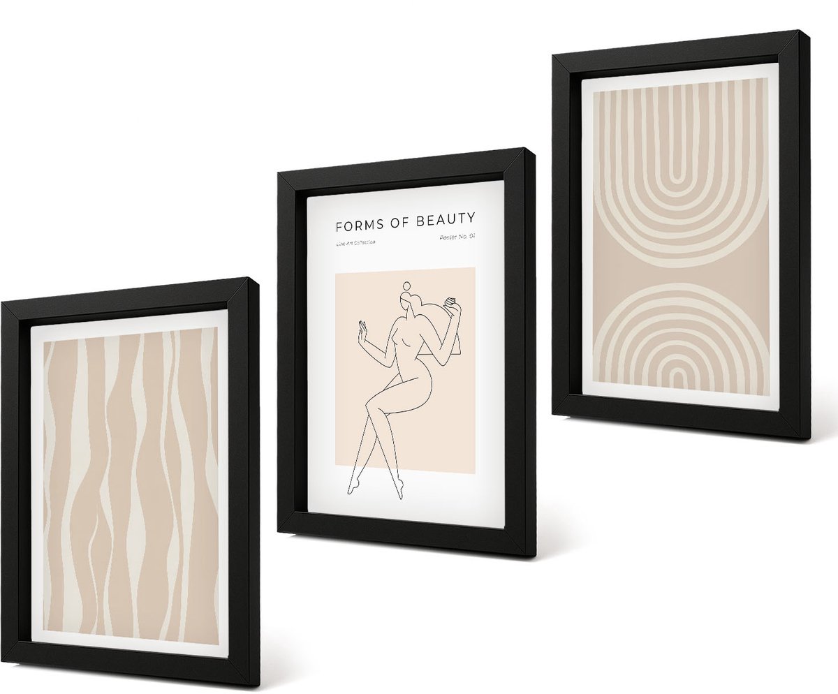 Coloray 4-Delige Schilderij Set - Abstracte patronen, delicate boho-decoraties - 20 x 30 cm - Wanddecoratie - Muurdecoratie - Moderne Interieurdecoratie - Moderne Wanddecoratie