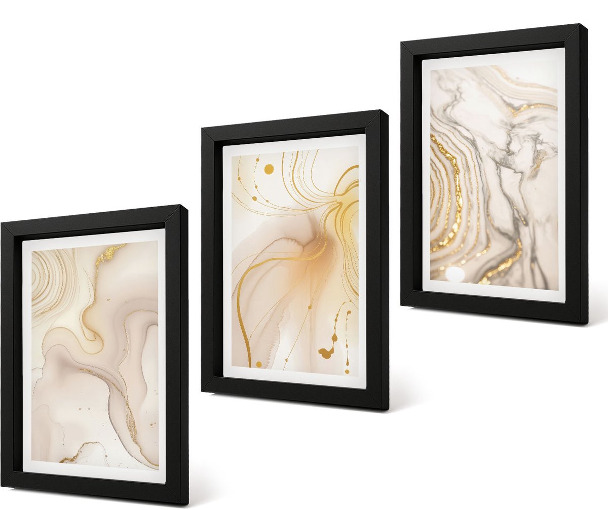 Coloray 4-Delige Schilderij Set - Subtiele abstracte verfspatpatronen - 20 x 30 cm - Muurdecoratie - Wanddecoratie - Slaapkamer - Moderne Wanddecoratie
