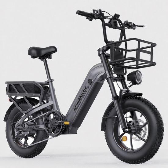 HillMiles MileLink 1 Elektrische fiets |250W 65Nm koppel | Dubbele 48V (18+22,5Ah) lithium‑accu |16×4 brede banden, hydraulische schijfremmen | Achterdrager hoog draagvermogen | Stads‑ en off‑road | Inclusief kinderfietszitje en voormand‑set, Grijs — afbeelding 2