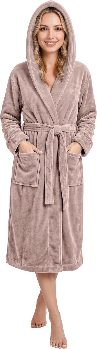 NY Threads Luxury Ladies Hooded Dressing Gown - Super Soft Fleece Ladies Bathrobe - Cozy Plush Loungewear and Nightwear - ShopVlot