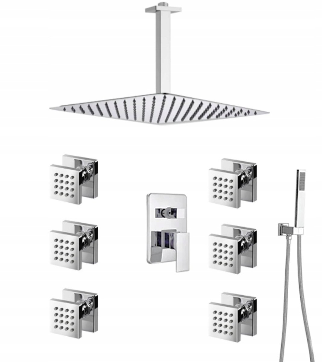 Merkloos Inbouw Doucheset met Regendouche 40cm & Hydromassage