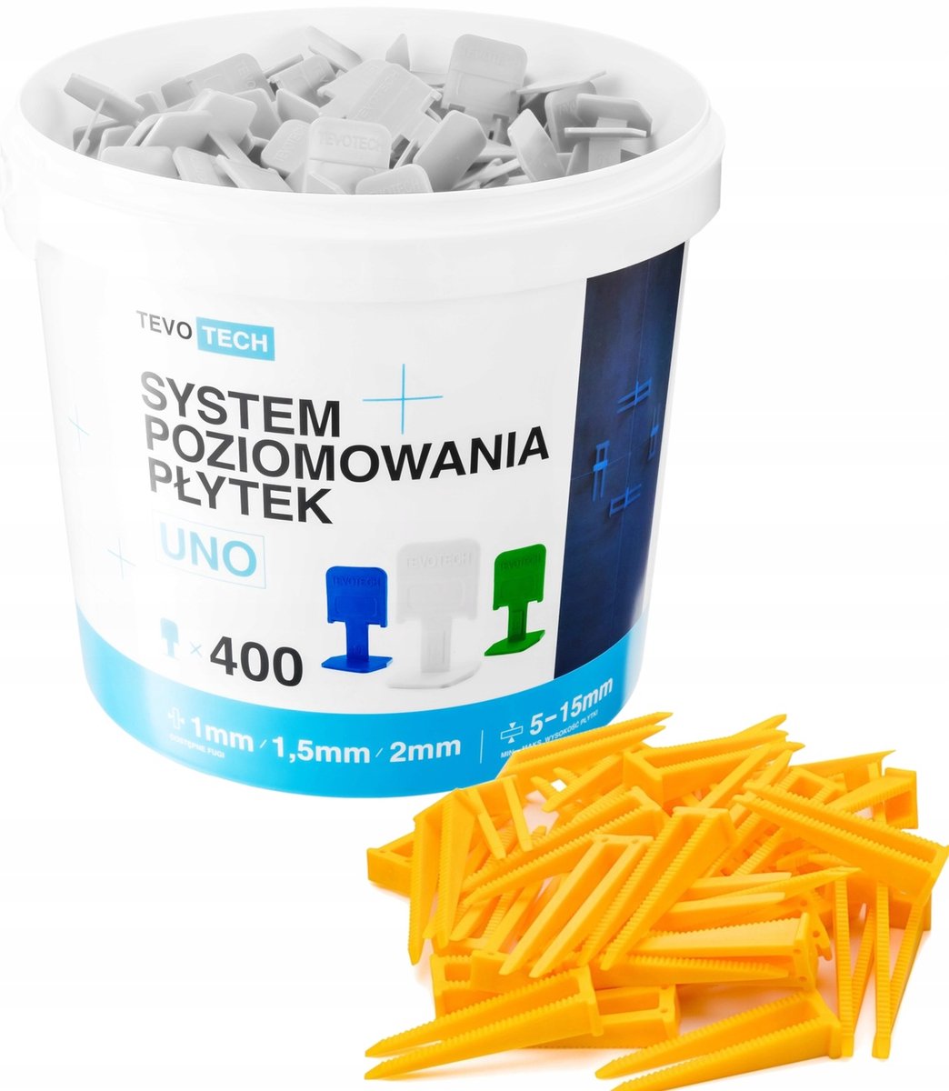 Groot Tegelnivelleringssysteem: 400 Clips + 100 Wiggen 1,5mm